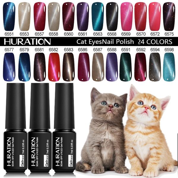 

huration new gel nail polish 3d cat eye effect uv varnishes gel nail soak colors chameleon for with magnet manicure varnish, Red;pink