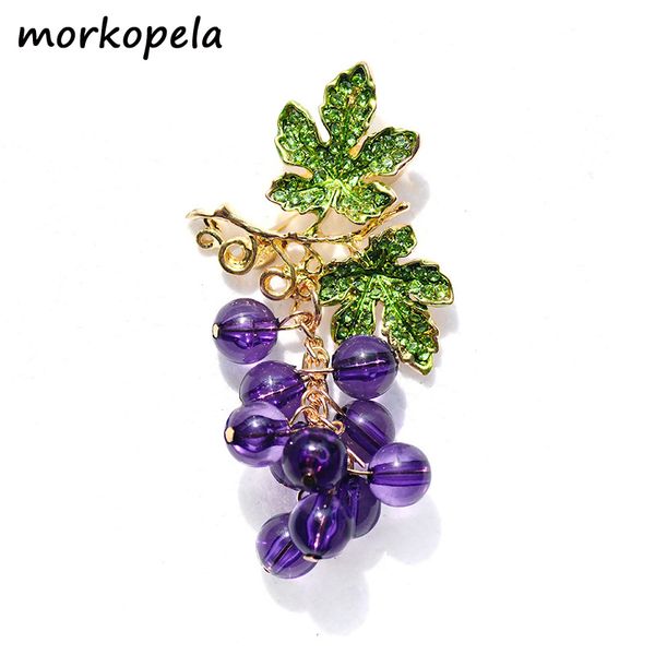 

morkopela grape fruit brooch metal pins and brooches fashion rhinestone brooches for women gifts for women scarf clip, Gray