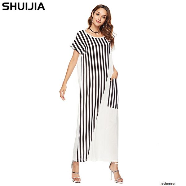 

womens designer striped pocket stitching dressimh6, Black;gray