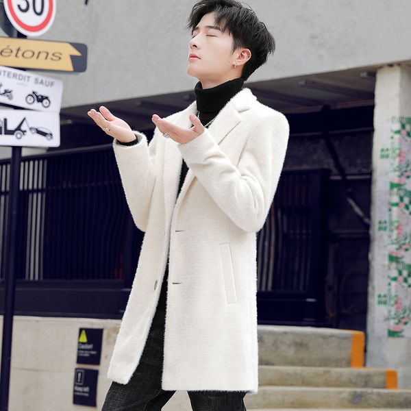 

ho new 2019 woolen cloth coat men leisure joker knitting coat, Black