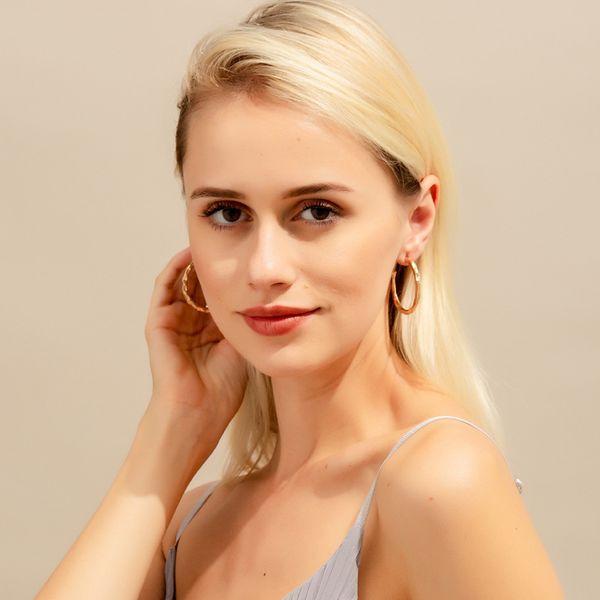 

2019 new trendy new round circle hoop earrings for women fashion hiphop shaped maxi statement earrings female bijoux, Golden