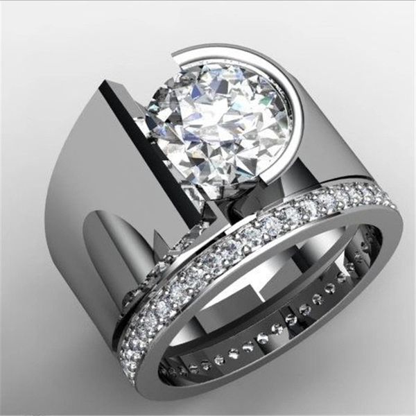 

blaike 925 sterling silver filled rings for women white round zircon ring wedding engagement ring jewelry birthday gifts, Slivery;golden