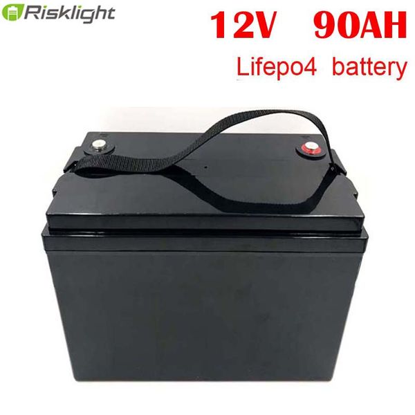 3000Cycles Lifepo4 Batteria al litio ad alta potenza 12v 90ah Batteria portatile leggera agli ioni di litio