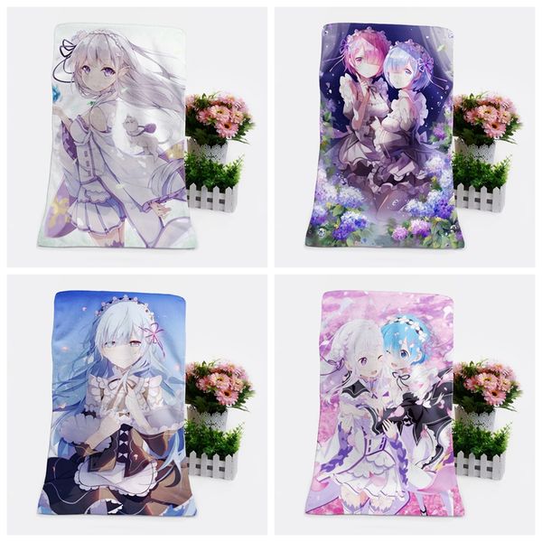 

1pcs zero life from different world anime bath towels handkerchief soft face towel cartoon washcloth new