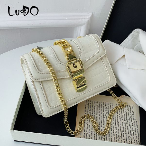 

lucdo chain square crossbody bag for women 2020 fashion new quality leather women's designer handbag lock shoulder messenger bag