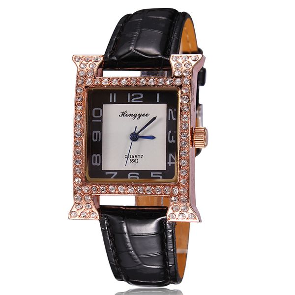 

newproducts fashion crystal rhinestone women watch leather strap casual waterproof quartz women watch gift, Slivery;brown