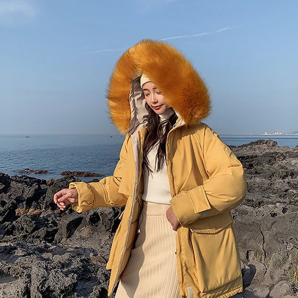 

2019 hooded jacket women thick warm cotton outwear women down cotton jacket plus size winter long parkas coats, Tan;black