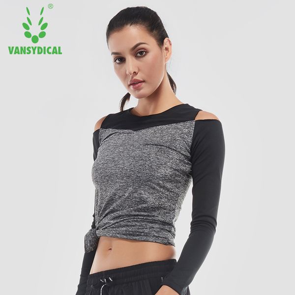 

yoga outfits vansydical fitness clothes women autumn and winter section the shoulder t-shirt clothing sports shirt, White;red