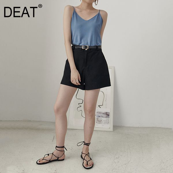 

deat] 2019 new spring summer high waist black denim 4 colors loose leisure wide leg shorts women trousers fashion tide ju04, White;black