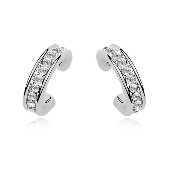 

new famous brands jewelry for women cuff rhinestone earrings made with austrian crystal christmas gift for girls, Golden;silver