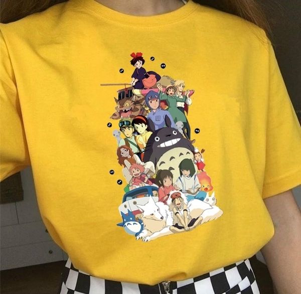 

studio ghibli miyazaki hayao anime spirit away t shirt summer men women cartoon clothes t-shirt japanese anime totoro shirt, White