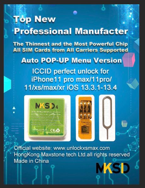 

ТОП новая версия 12 MKSD4 разблокировать карту ICCID+МНК для iPhone11 проведения 11pro про Мак