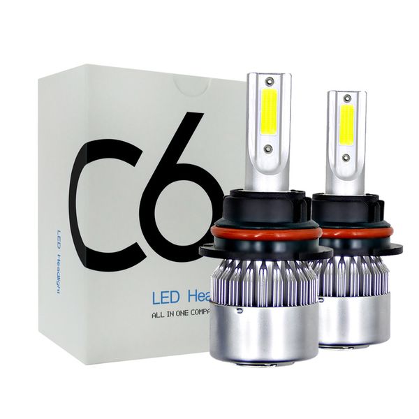 

new genuine car c6 led headlight bulb silver 2pcs/pair 880 9004 9005 9006 9007 h1 h3 h4 h7 h11 h13 72w 8000lm auto light lamp