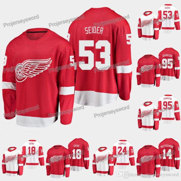 

2019 Draft Detroit Red Wings Jersey 53 Moritz Seider 95 Albert Johansson 18 Albin Grewe 24 Antti Tuomisto 14 Robert Mastrosimone Jerseys