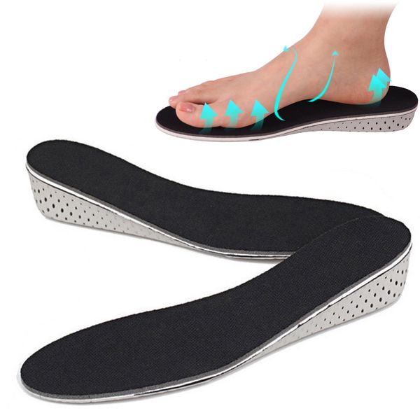 

1pcs men/women height increase insole comfortable 2.0- 4.0cm height increase elevator heel lifts shoe insole inserts pad, Black;white
