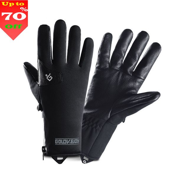 

dropshipping winter warm leather ski gloves men women motorcycle bicycle gloves waterproof windproof plus velvet thick xl