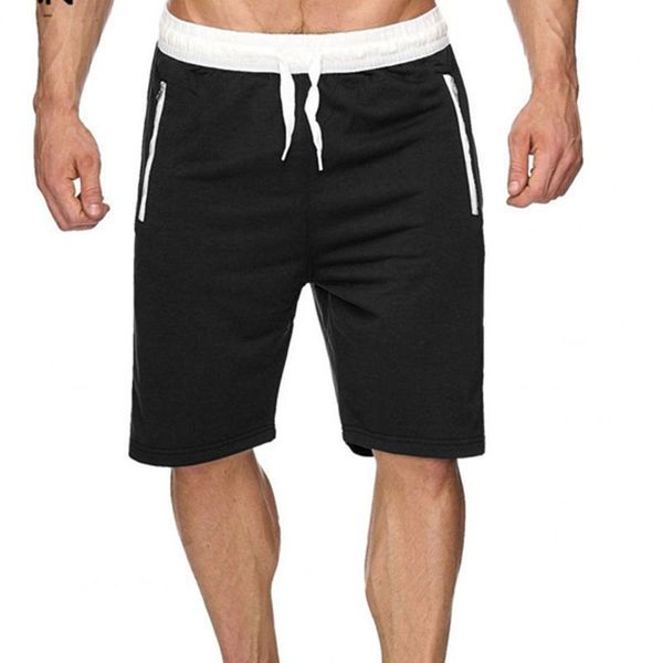 

men quick dry beach shorts drawstring elastic waist sport pants zipper pockets m7dd, White;black