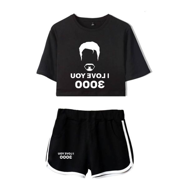

you i love 3000 times navel exposed short t shorts suit, Black;blue