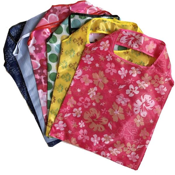 

handbag fashion storage shopping bag supermarket foldable fruit vegetable floral print eco friendly with handle portable