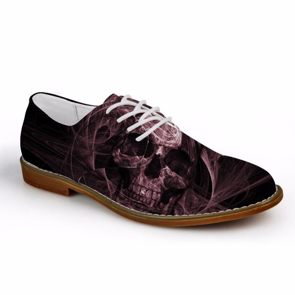 

customized 2019 fashion autumn men oxfords shoes cool 3d skull pattern men's casual synthetic oxfords shoes flats dress, Black