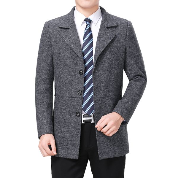 

2020 новый мужчины шерстяное пальто осень шерстяное пальто slim fit зима теплая куртка полушерстяные отложной воротник black mens корейского