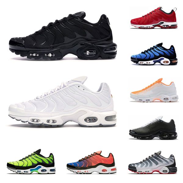 

new tn plus running shoes mens white black sunburst metallic red bronze barely volt electric green sports sneakers trainers size 40-46