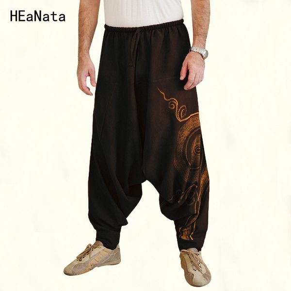 

men joggers harem pants plus size big crotch pants nepal baggy hippie baggy drawstring casual yoga punk, Black