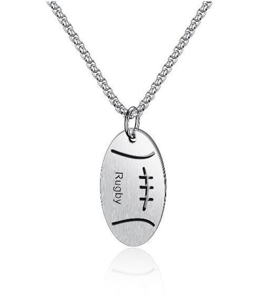 

new arrival men statement rugby pendants necklaces stainless steel chain fashion jewelry dropship wholesale, Silver