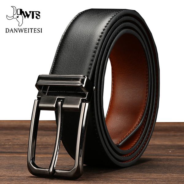 

dwts]male belt men fashion jeans men's belt strap male genuine leather belts for men pin buckle, Black;brown