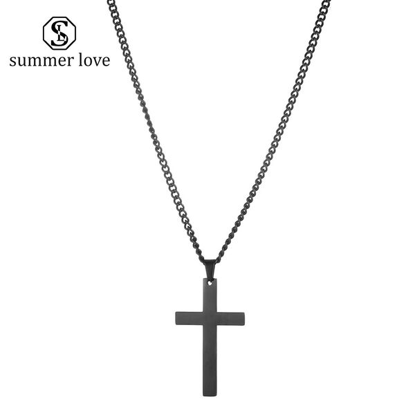 

fashion cross pendant necklace for women men personality stainless steel necklace creative long pendant necklace punk jewelry, Silver