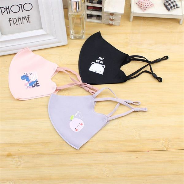 

kids mask children's adjustment face masks buckle stereo ice silk face mask with packaging bag cotton anti dust dustproof printing