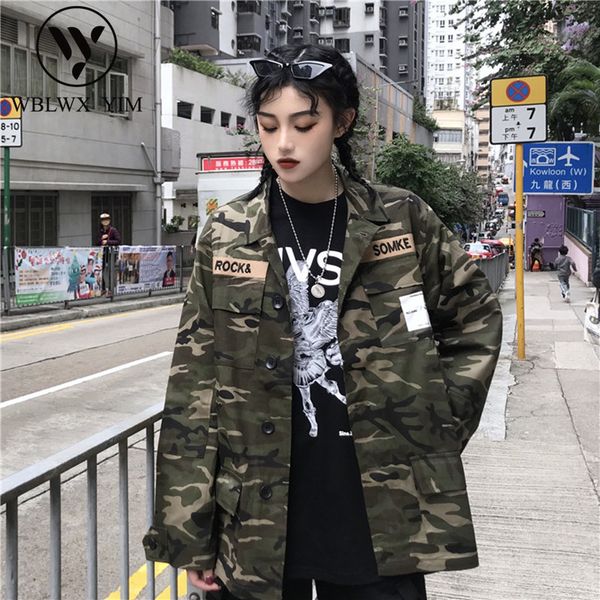 

camouflage harajuku jacket female spring coat women fashion patch tooling jacket coat women streetwear casual loose outerwear, Black;brown