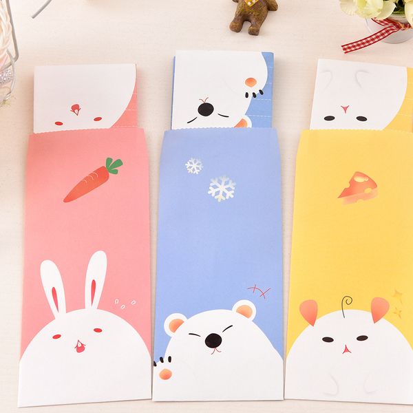 

3 envelopes+6paper) /set creative forest animals cartoon greeting postcard birthday gift message card letter envelope gift card