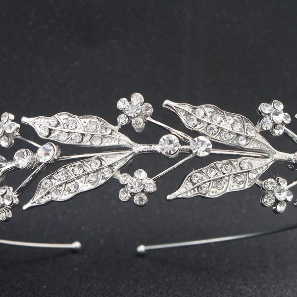 

sale bride headpiece silver leaf with flowers wedding tiara elegant party jewelry ornaments trendy jc015