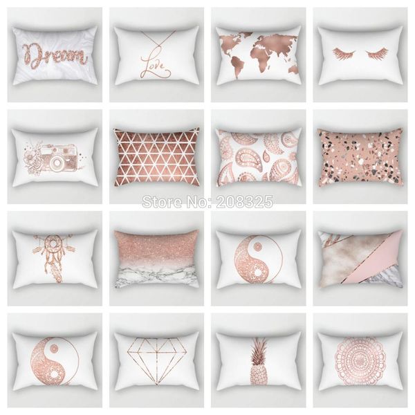 

zengia 30x50cm rose gold pink cushion cover geometric throw pillow case home/sofa decorative pillows lounge cushion pillowcase