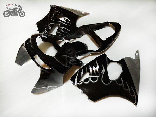 

chinese fairing kit for kawasaki ninja zx6r 1998 1999 white flames motorcycle abs fairings set zx6r 98 99