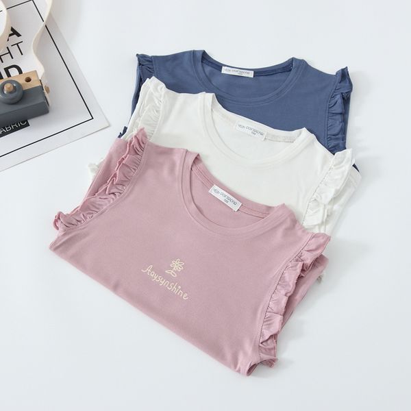 

2020 summer baby vest girls print flower lettered vest, Blue