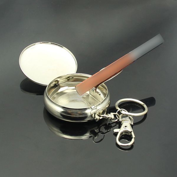 Posacenere tascabile per sigaretta Posacenere portachiavi stile orologio Mini rotondo in acciaio inossidabile Portacenere per esterni in metallo Accessori per fumatori