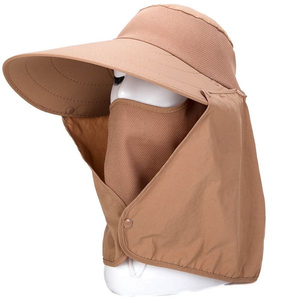 

summer women sun hat removable neck face flap farmer uv protection cap for outdoor fishing ik88, Blue;gray