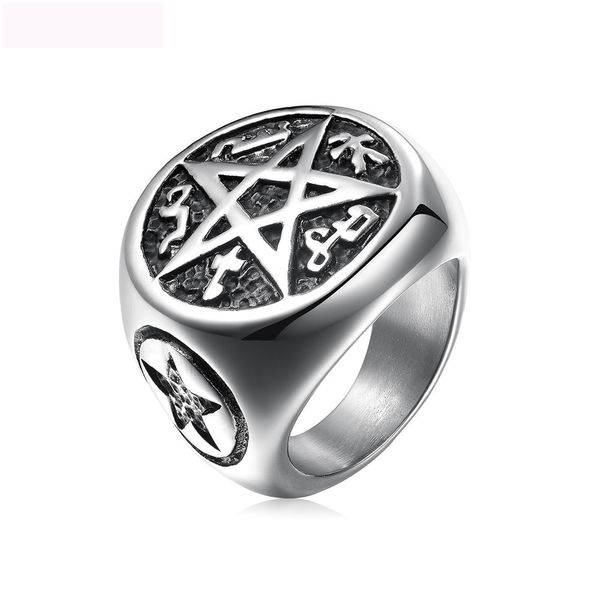 

pentagram design fashion jewelry rings punk titanium steel vintga ring jewel star ring for man ing, Silver