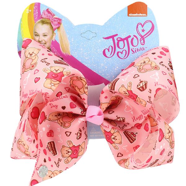 

8 inch jojo bows jojo siwa unicorn grosgrain ribbon bow for girls handmade hair clips barrettes headwear hair accessories, Slivery;white