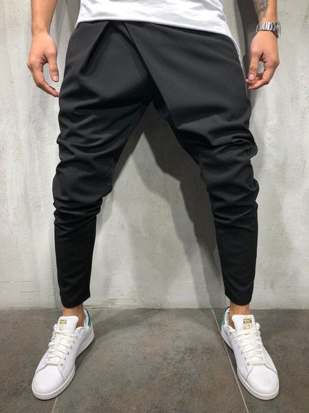 E-BAIHUI хип-хоп стиль модные однотонные мужские спортивные штаны тонкие манжеты черные брюки повседневный спортивный костюм однотонный DED13812