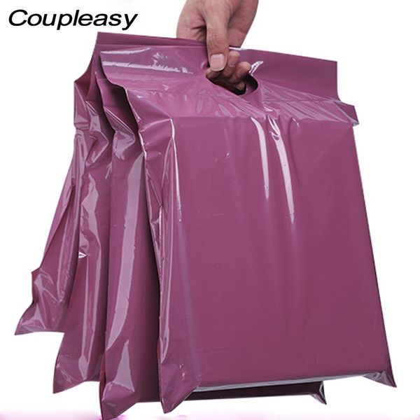 

100pcs purple poly mailer plastic shipping bags with handle self-seal adhesive courier storage bags waterproof packaging