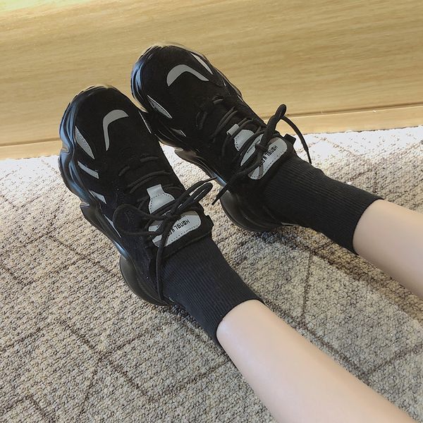 

casual light chunky sneakers luxury flat for women designer scarpe donna tenis chaussures femme ladies shoes mx200425, Black