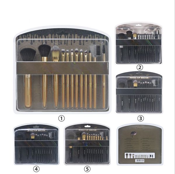 

12 pc brand makeup bru he et co metic complexion bru h et gold eye hadow palette foudation makeup bru he kit make up tool