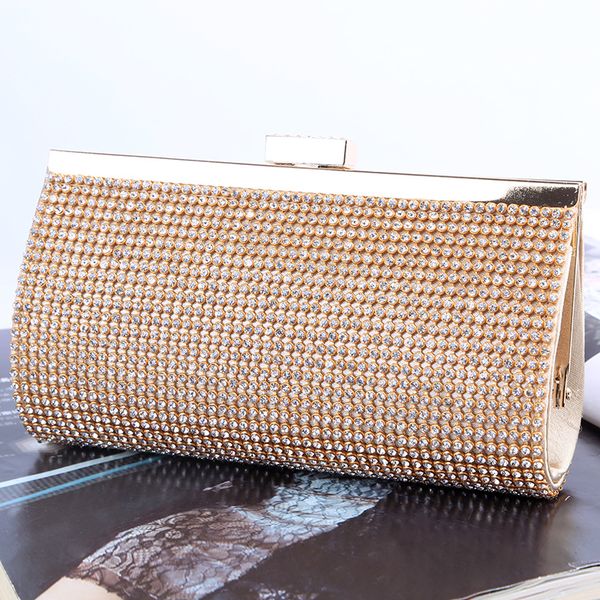 

handmade noble golden shield diamond evening bag/clutch with satin for wedding/party diamond-encrusted clutch austrian crystal bridal bags, Black