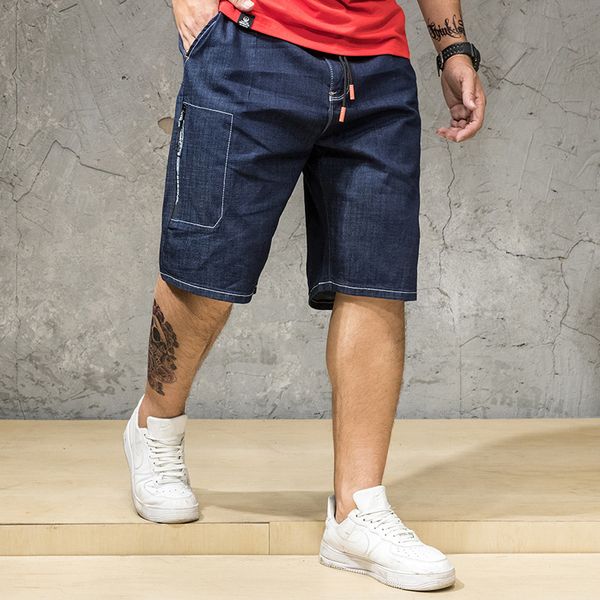 

large size men's denim shorts, Blue
