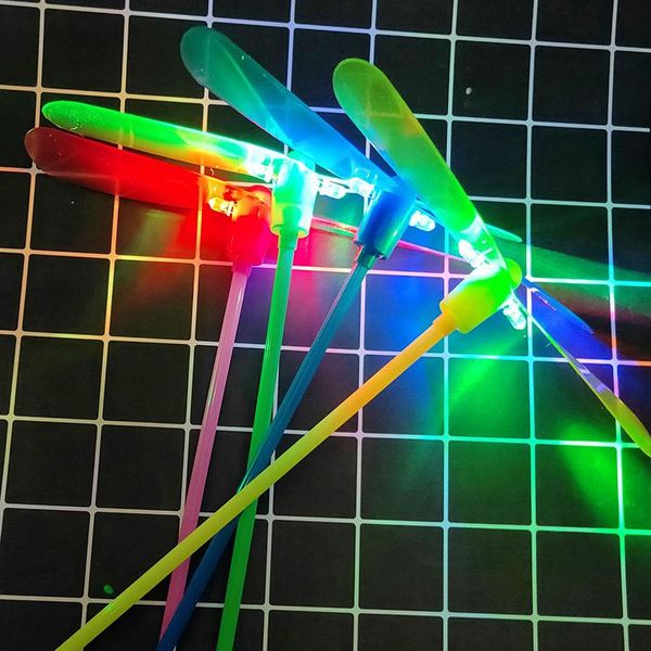 

children's night games shining flash bamboo dragonfly flying fairy spinning off magic light up kids ufo toys plastic flying gifts