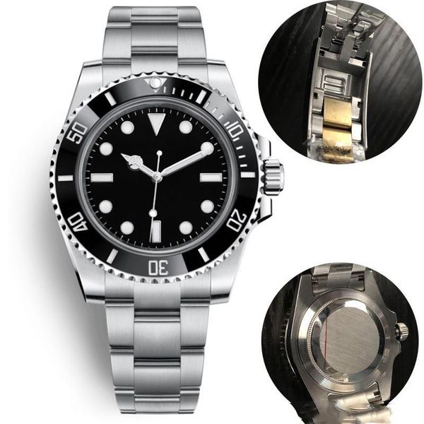 

sale mens automatic mechanical ceramics watches 40mm full stainless steel gliding buckle wristwatches sapphire super luminous watches, Slivery;brown