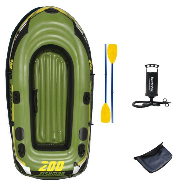 

fishing 2 person fish boat 218*110*36cm pvc inflatable boat fishing kayak paddle pump carry bag backpack dinghy raft a06001